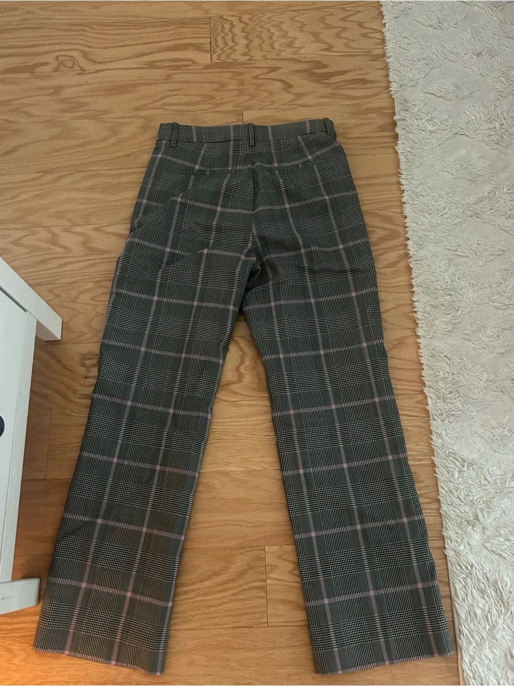 Gray Plaid Trousers with Subtle Pink Windowpane